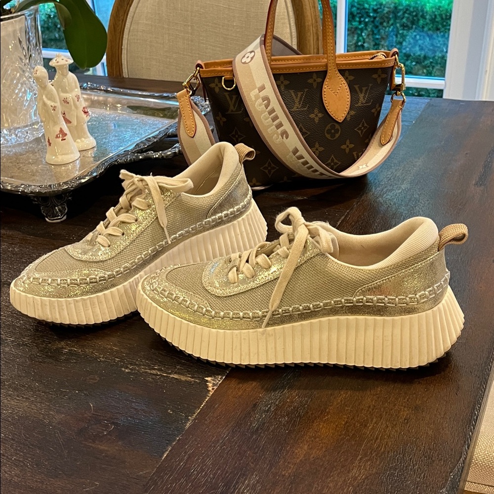 Dolce Vita Metallic Silver Platform Sneakers